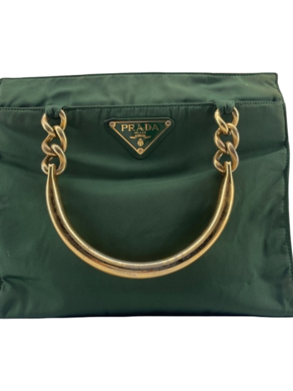 Prada Tessuto Vintage Green Nylon Top-Handle Handbag Purse Shoulder Bag Satchel
